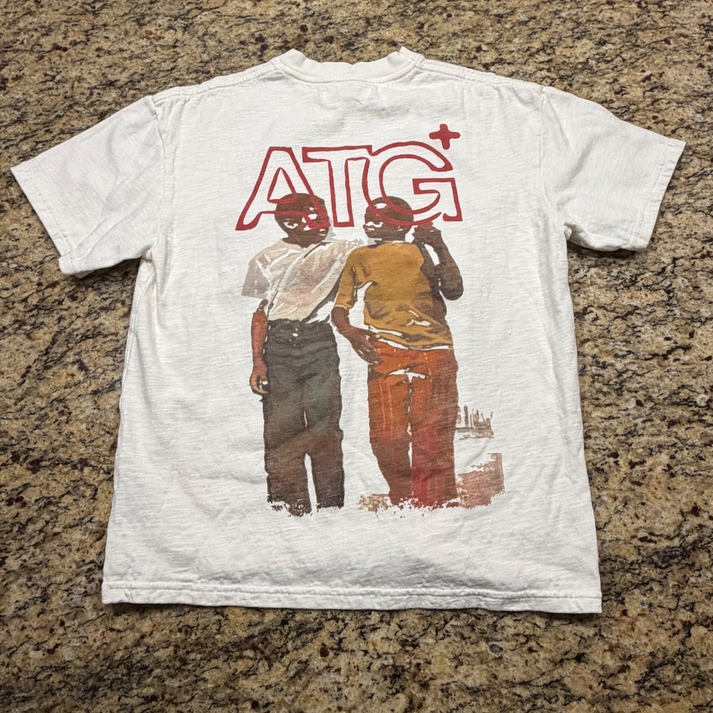 All Things Good ATG Graphic T-Shirt Mens Medium White Slub Cotton ws